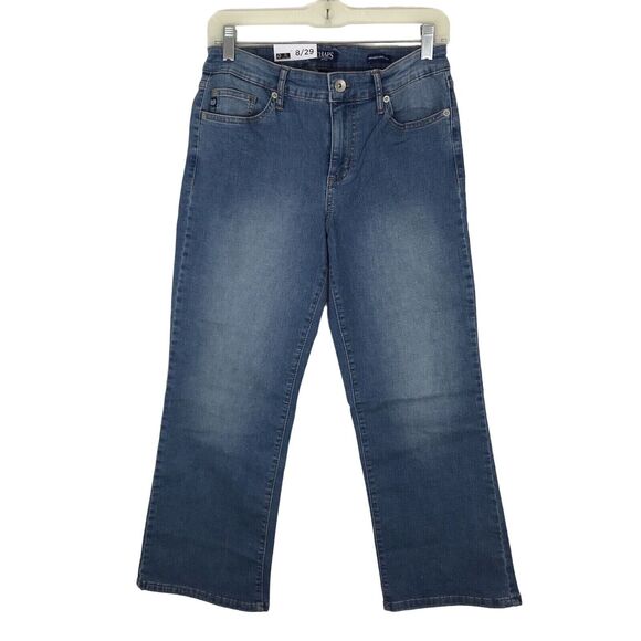 Chaps Mid Rise Crop Kick Jeans New Women's‎ Size 8/29 Stretch Denim Blue - Picture 1 of 9